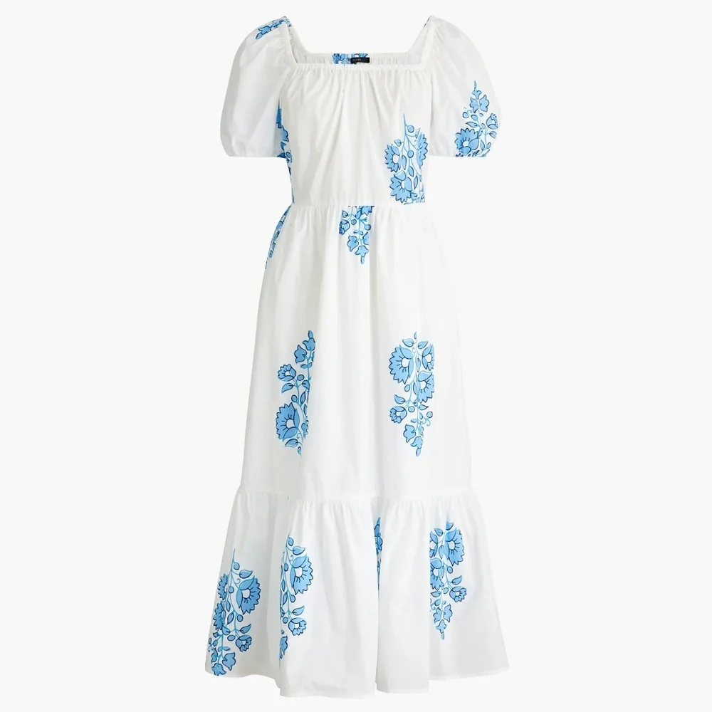 NWT J CREW Square Neck Off Shoulder Midi Dress Size 12 - Picture 1 of 15